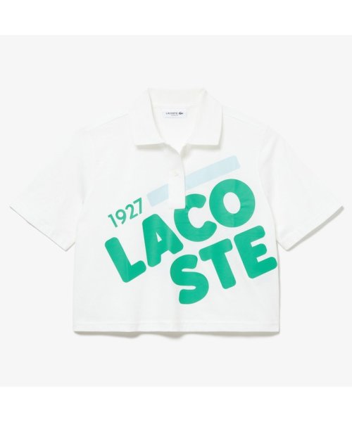 LACOSTE(ラコステ)/ワイド＆クロップドプリントポロシャツ/ホワイト