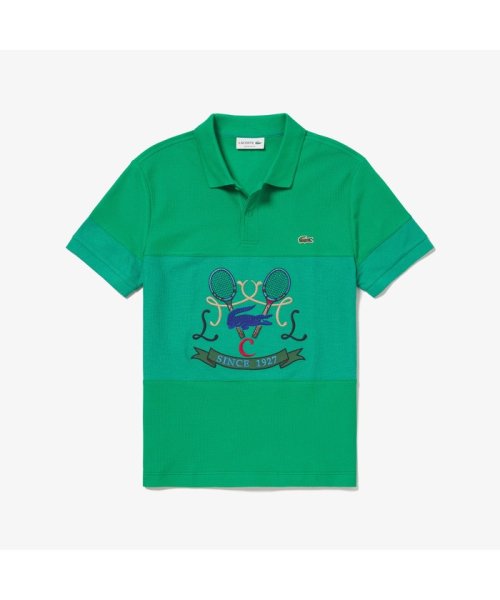 LACOSTE Mens(ラコステ　メンズ)/バイカラーパネルボーダーポロシャツ/グリーン