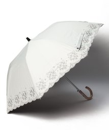 LANVIN Collection(umbrella)(ランバンコレクション（傘）)/LANVIN CLLECTION（ランバンコレクション）晴雨兼用折りたたみ日傘　フラワー刺繍/オフホワイト
