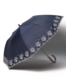 LANVIN Collection(umbrella)(ランバンコレクション（傘）)/LANVIN CLLECTION（ランバンコレクション）晴雨兼用折りたたみ日傘　フラワー刺繍/ネイビーブルー