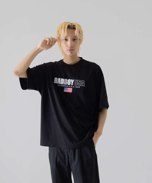 ABAHOUSE(ABAHOUSE)/【BADBOY / バッドボーイ】USA ロゴ パロディ Tシャツ/ブラック