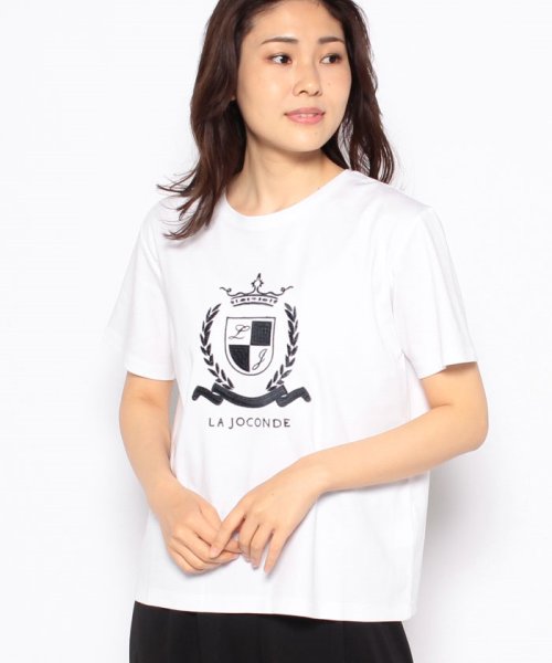 LA JOCONDE(ラ　ジョコンダ)/【洗える】コットンスムース ロゴ刺繍Tシャツ/ネイビー