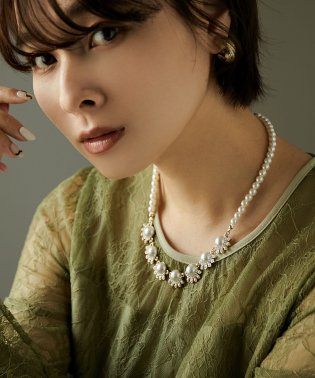 niana/ネックレス レディース パール 結婚式 アクセサリー ビジュー パールネックレス プレゼント フラワー ジュエリー ゴールド パーティー 大人 フォーマル 二次/504691441