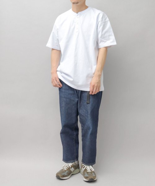 Goodwear(グッドウェア)/Goodwear グッドウェア USAコットン ヘンリーネック Tシャツ 半袖 レギュラーシルエット ボタン tシャツ/ホワイト