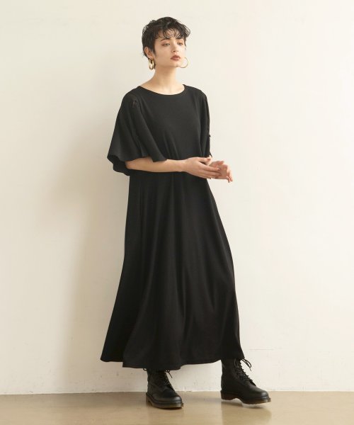 MIELI INVARIANT(ミエリ インヴァリアント)/Button Flare Sleeve Dress/ブラック