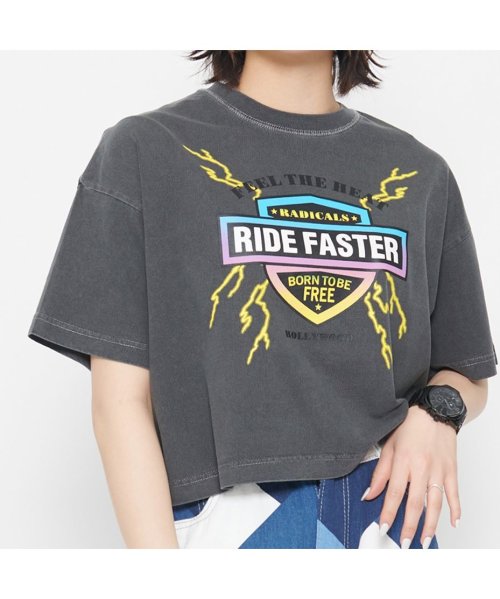 Spiritoso(スピリトーゾ)/Ride Faster ショート丈Tシャツ/チャコールグレー