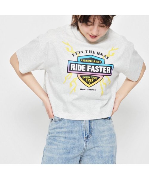 Spiritoso(スピリトーゾ)/Ride Faster ショート丈Tシャツ/ホワイト
