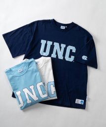 NCAA(NCAA)/【NCAA】　エヌ・シー・エー・エー　UNC&NORTH CAROLINA　ビッグロゴプリント　半袖Tシャツ/アメカジ/スポーツMIX/デカロゴ/バックプリント/ネイビー