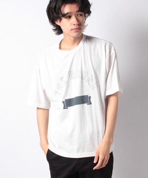 coen(coen)/【coen/コーエン】WプリントカレッジTシャツ/WHITE
