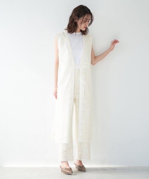 MICA&DEAL(マイカアンドディール)/lace gilet 2way ops/OFF WHITE