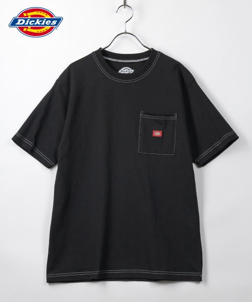 Dickies(Dickies)/【Dickies】　ディッキーズ　胸ポケット付き　半袖Tシャツ/アメカジ/ストリート/ミニロゴ/ワンポイント/ブラック