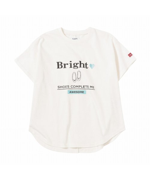 MAC HOUSE(kid's)(マックハウス（キッズ）)/NAVY ネイビー バックスリットラウンドTシャツ 22254816/ホワイト