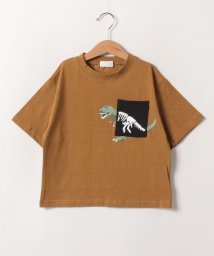 b-ROOM(ビールーム)/恐竜ほねほねポケット半袖Tシャツ/キャメル