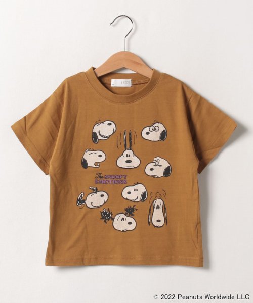 b-ROOM(ビールーム)/【PEANUTS】EMOTION半袖Tシャツ/キャメル