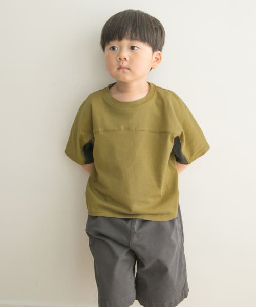 URBAN RESEARCH DOORS（Kids）(アーバンリサーチドアーズ（キッズ）)/メッシュスウィッチングドルマンTシャツ(KIDS)/カーキ