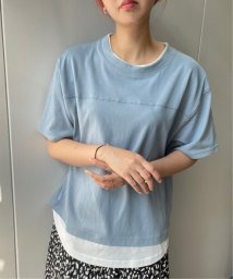 ikka(イッカ)/コットンUSA裾レイヤードTシャツ/ライトブルー