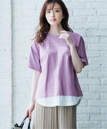 ikka(イッカ)/コットンUSA裾レイヤードTシャツ/ピンク