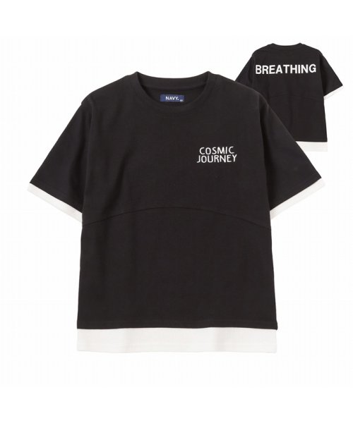 MAC HOUSE(kid's)(マックハウス（キッズ）)/NAVY ネイビー フェイクレイヤードTシャツ 22254818/ブラック