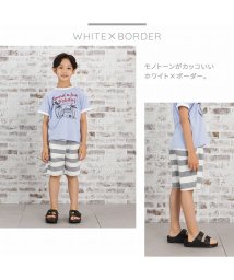 MAC HOUSE(kid's)(マックハウス（キッズ）)/NAVY ネイビー シャンブレーボーダーハーフパンツ M22468/ホワイト×ボーダー