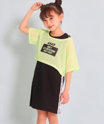 ANAP KIDS(アナップキッズ)/ミニ裏毛ワンピース+シフォンTシャツセット/ライム