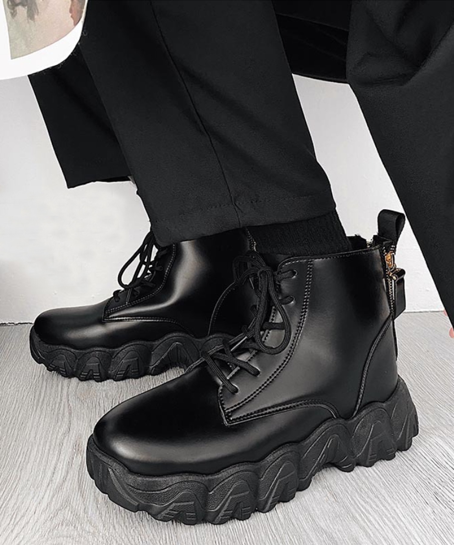 シューズ 厚底 レディース 靴 レトロ風 5色展開 厚底スニーカー ウェッジソール 厚底ブーティ 合皮 無料発送