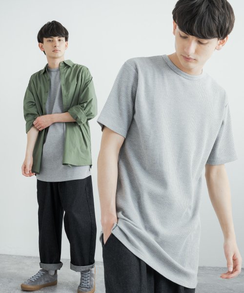 Tシャツ 半袖 カットソー メンズ レディース ロング丈 無地 ワッフル サーマル ビッグシルエット オーバーサイズ インナー レイヤード ゆったり ルーズ ワ ロッキーモンロー Rocky Monroe Magaseek