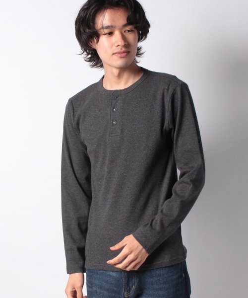 BLUE JEANS 1962(BLUE JEANS 1962)/DAILY L/S RIB HENLY NECK TEE/チャコールグレイ
