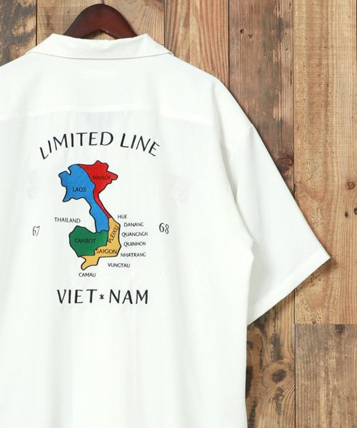 marukawa shonan(marukawa shonan)/ベトナム刺繍 半袖スカシャツ/ユニセックス カジュアル ビッグシルエット スカシャツ オープンカラー/ホワイト