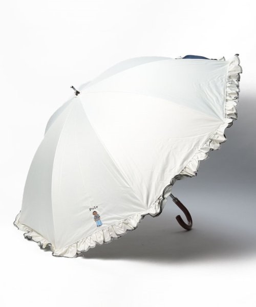 POLO RALPH LAUREN(umbrella)(ポロラルフローレン（傘）)/晴雨兼用日傘　スカラフリル　ワンポイントPOLO BEAR/オフホワイト