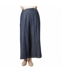 MAC HOUSE(women)(マックハウス（レディース）)/NAVY ネイビー テンセルワイドパンツ NV－W023/ワンウォッシュ