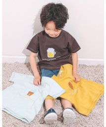 SLAP SLIP(スラップスリップ)/ソフトクリーム ホットドッグ ビール 食べ物 PAKUPAKU 刺繍 Tシャツ /ブラウン