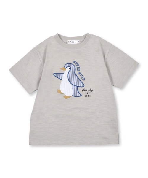 SLAP SLIP(スラップスリップ)/ペンギン 海の生き物 モササウルス 恐竜 パッチワーク Tシャツ (80~130/ベージュ