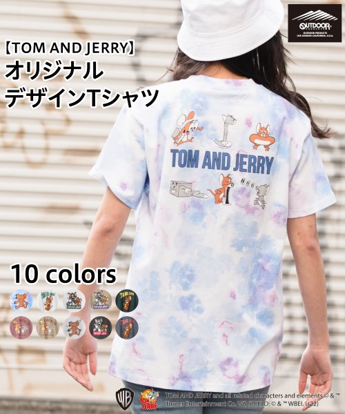 OUTDOOR PRODUCTS(アウトドアプロダクツ)/【OUTDOORPRODUCTS】TOM AND JERRY/トムとジェリー/オリジナルデザインTシャツ/アイボリーD