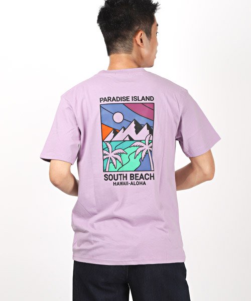 セール サーフイラストバックプリント半袖tシャツ Tシャツ メンズ 半袖 バックプリント サーフ イラスト ロゴ プリント ラグスタイル Luxstyle Magaseek