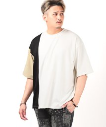 LUXSTYLE/T/Cポンチ切替BIGTシャツ/Tシャツ メンズ 半袖 ポンチ オーバーサイズ 配色 無地/504696636