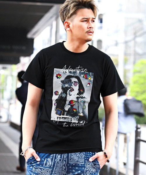 セール ガールズフォトプリントtシャツ Tシャツ メンズ 半袖 プリント ガールズ フォト ポップ イラスト プリント ラグスタイル Luxstyle Magaseek