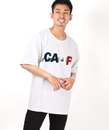 LUXSTYLE(ラグスタイル)/CALIFロゴサガラ刺繍半袖ビッグTシャツ/Tシャツ メンズ 半袖 ビッグシルエット ロゴ サガラ刺繍/ホワイト