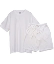 SB Select(エスビーセレクト)/FRUIT OF THE LOOM クルーネックパイルルームウェアセット セットアップ 上下セット ルームウェア 部屋着 メンズ Tシャツ 半袖 パンツ ハーフ/ホワイト