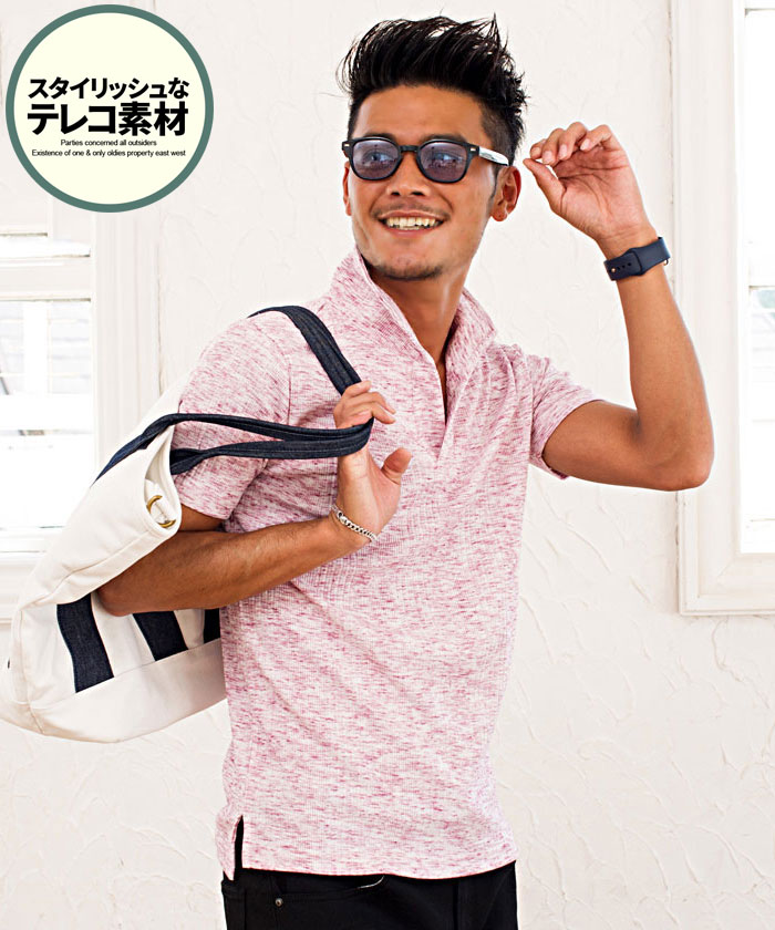 セール】CavariA ワイヤー入りランダムテレコポロシャツ(504696993