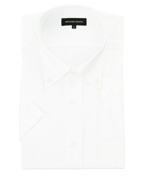 GRAND-BACK(グランバック)/【大きいサイズ】グランバック/GRAND－BACK 綿100％ ボタンダウン 半袖 シャツ メンズ ワイシャツ ビジネス ノーアイロン 形態安定 yシャツ 速乾/ホワイト