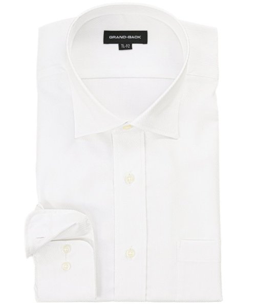 GRAND-BACK(グランバック)/【大きいサイズ】グランバック/GRAND－BACK 綿100％ 形態安定 ワイドカラー 長袖 シャツ メンズ ワイシャツ ビジネス ノーアイロン 形態安定 yシ/ホワイト