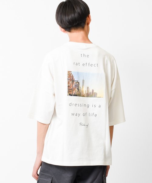 RAT EFFECT(ラット エフェクト)/バックフォトPTスーパービッグTシャツ/オフホワイト