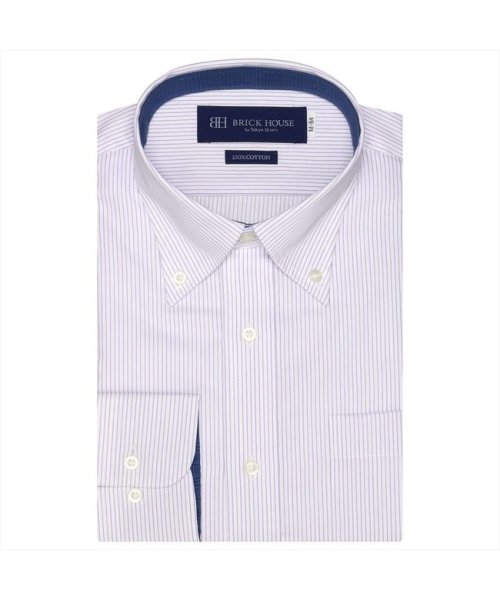 TOKYO SHIRTS(TOKYO SHIRTS)/形態安定 ボタンダウンカラー 綿100% 長袖ビジネスワイシャツ/パープル