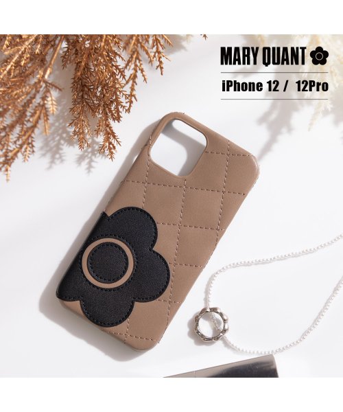 MARY QUANT(マリークヮント)/MARY QUANT マリークヮント iPhone12 12 Pro ケース スマホケース 携帯 レディース マリクワ PU QUILT LEATHER BAC/トープ/ブラック
