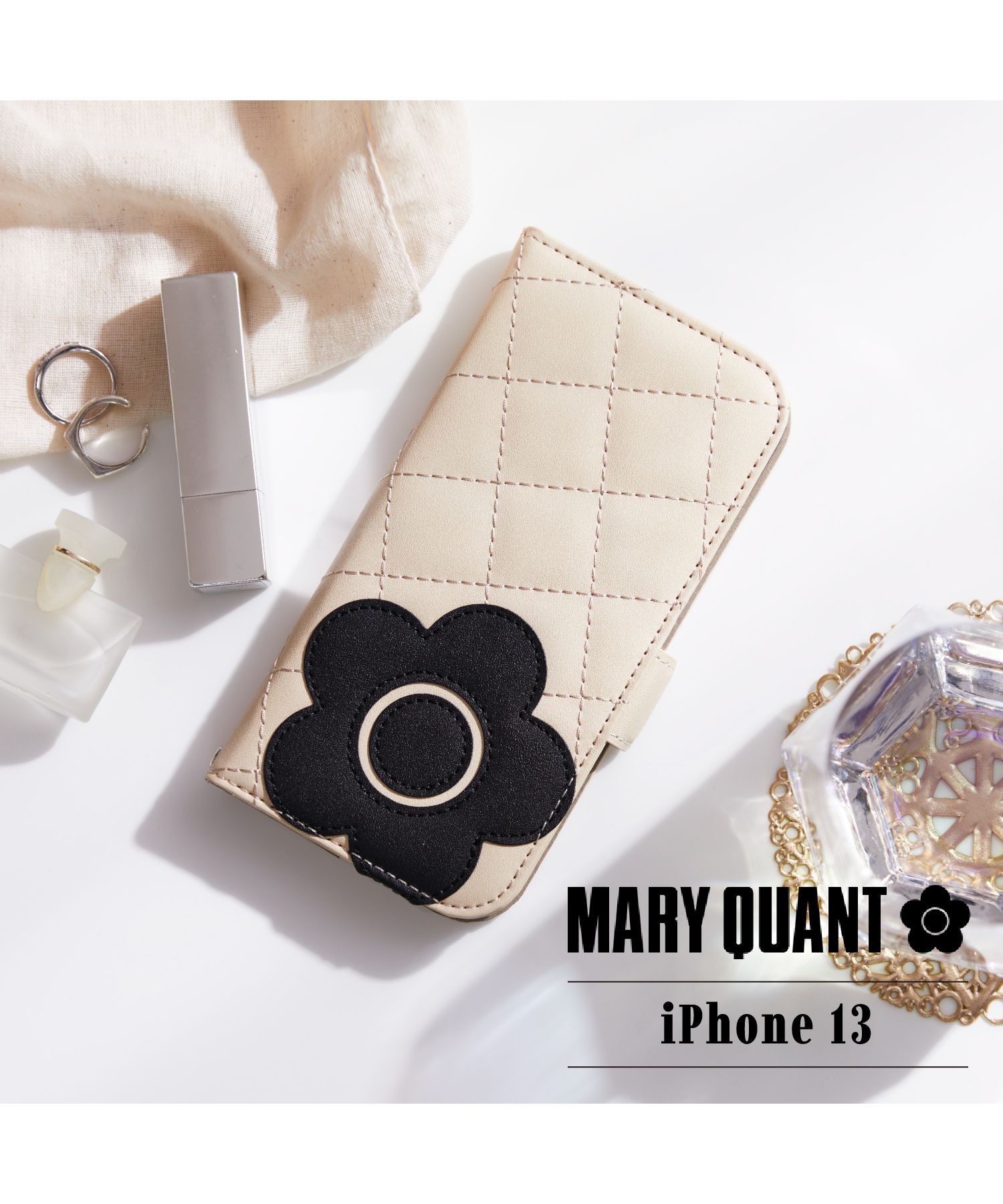 MARY QUANT マリークヮント iPhone 13 ケース スマホケース 携帯 手帳型 レディース マリクワ PU QUILT LEATHER  BOOK (504683285) マリークヮント(MARY QUANT) MAGASEEK