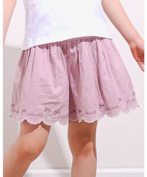 Noeil aime BeBe(ノイユ　エーム　べべ)/ポケット 付き 裾 刺繍 スカラップ ショートパンツ (90~130cm)/パープル