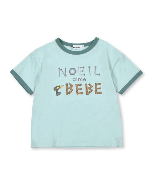 Noeil aime BeBe(ノイユ　エーム　べべ)/ロゴ プリント 配色 切り替え 天竺 Tシャツ (80~130cm)/グリーン