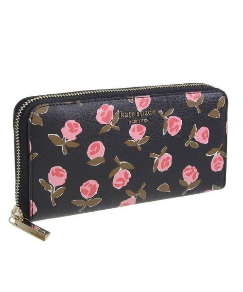 kate spade new york(ケイトスペードニューヨーク)/katespade ケイトスペード SPENCER Ditsy Rose Zip－Around Continental Wallet スペンサー 長財布/ブラック