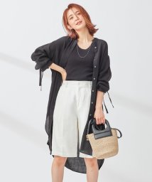 NIJYUSANKU（LARGE SIZE）(２３区（大きいサイズ）)/【WEB/一部店舗限定】 LIBECO LINEN チュニックシャツ/ブラック系