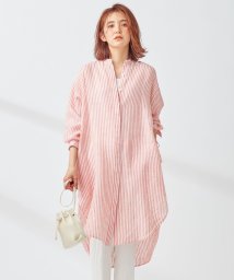 NIJYUSANKU（LARGE SIZE）(２３区（大きいサイズ）)/【WEB/一部店舗限定】 LIBECO LINEN チュニックシャツ/オレンジストライプ